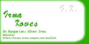irma koves business card